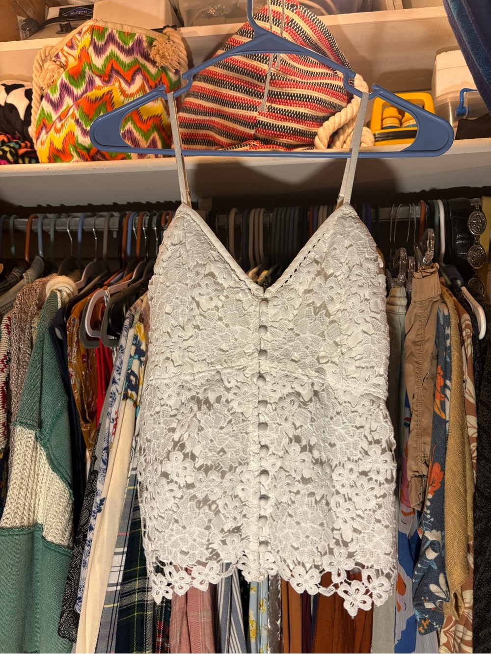 Abercrombie & Fitch White Lace Floral Button-Front Camisole